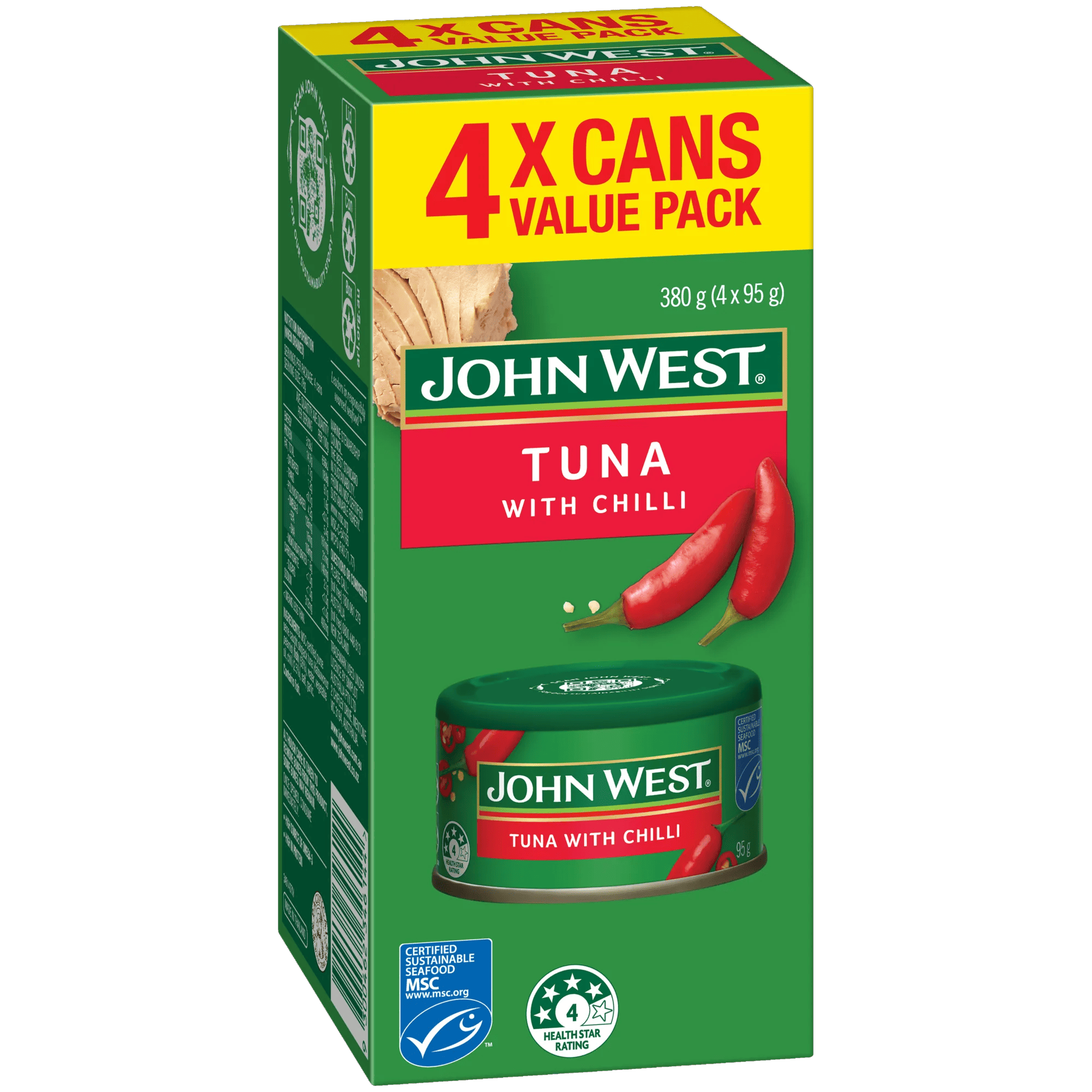 John West Tuna Chilli Multipack 4x95g, Box
