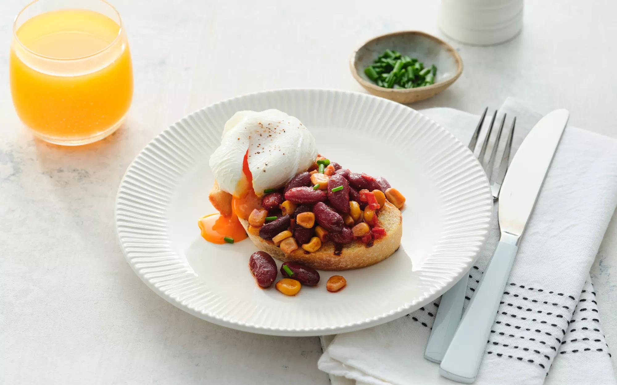 Breakfast Red Kidney Beans and Corn on Toast