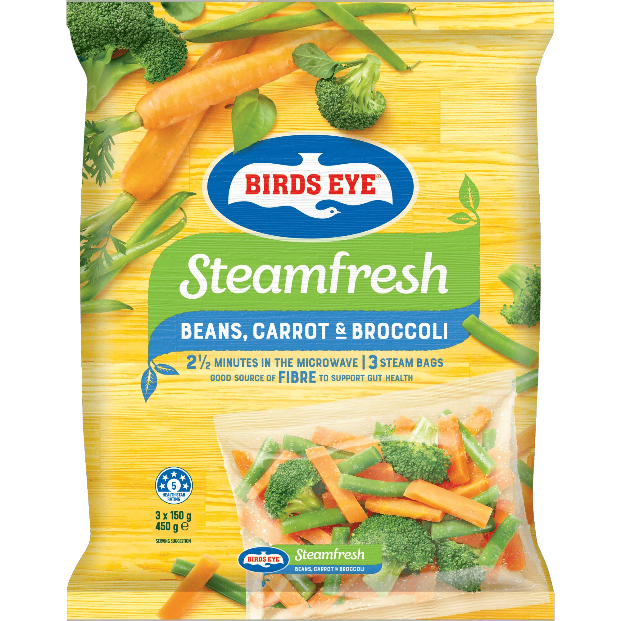 Birds Eye Steamfresh Frozen Beans, Carrot and Broccoli 450g Bagged