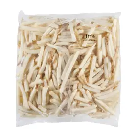 Simplot Conquest® Fries Papas a la francesa corte recto con cobertura transparente, con cáscara, Reverso del paquete