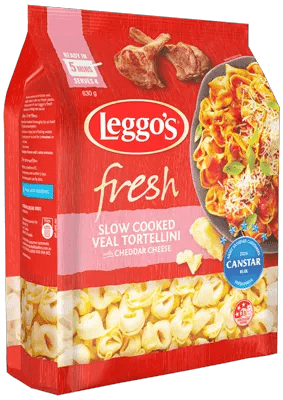 Leggos Slow Cooked Veal Tortellini with Cheddar Cheese 630g, Bag