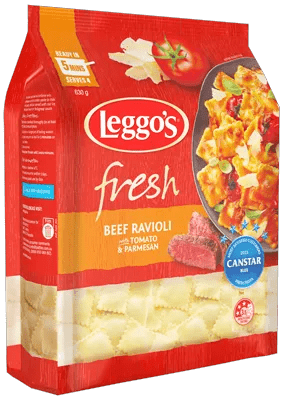 Leggos Beef Ravioli with Tomato and Parmesan 630 grams bagged