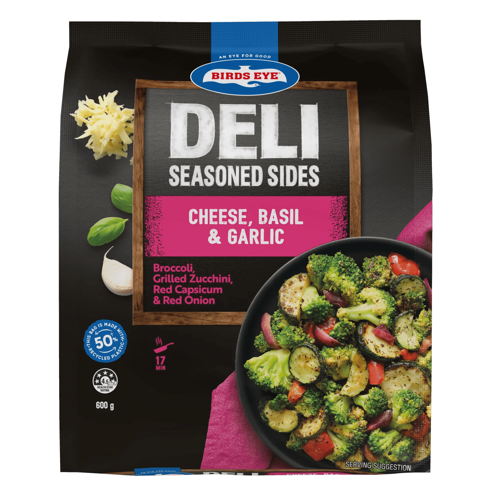 Birds Eye Deli Cheese Basil and Garlic 600g Bagged