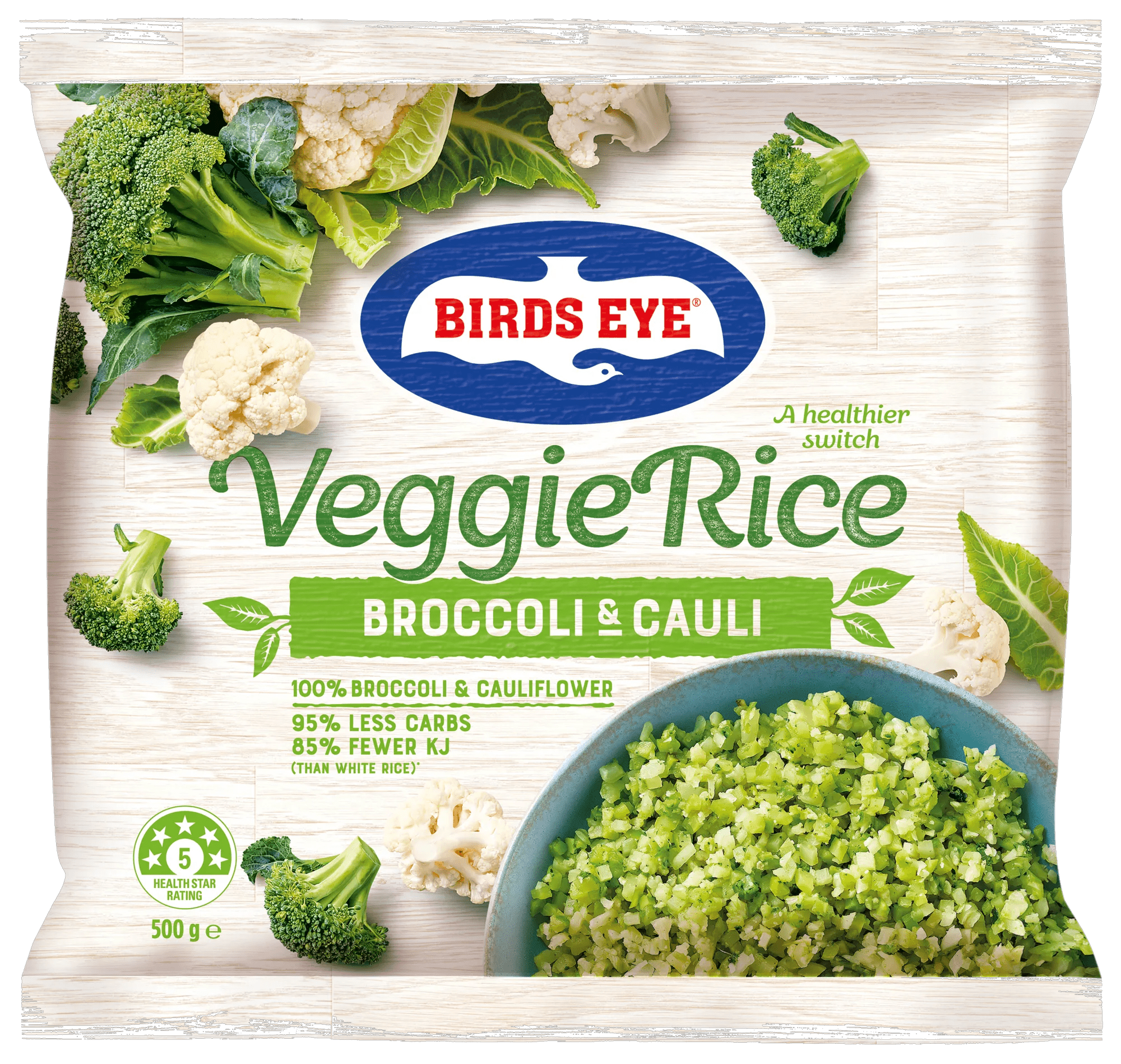 Birds Eye Broccoli Cauliflower Rice 500 Grams Bagged