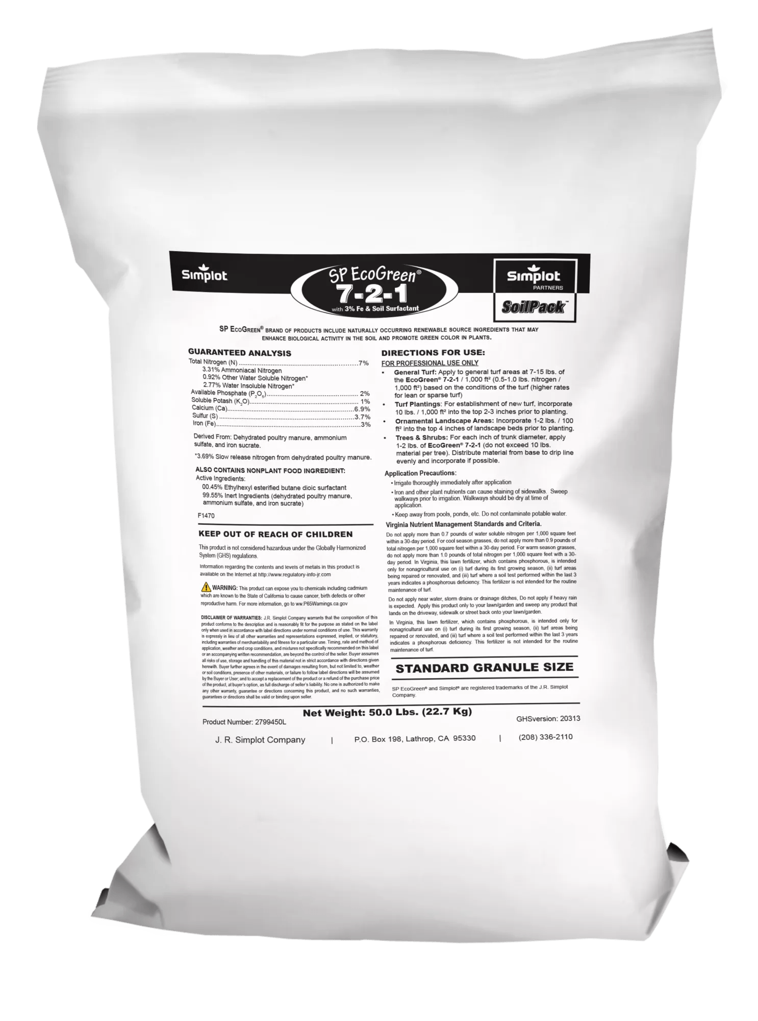 SP EcoGreen® 7-2-1 w/ Soil Surfactant