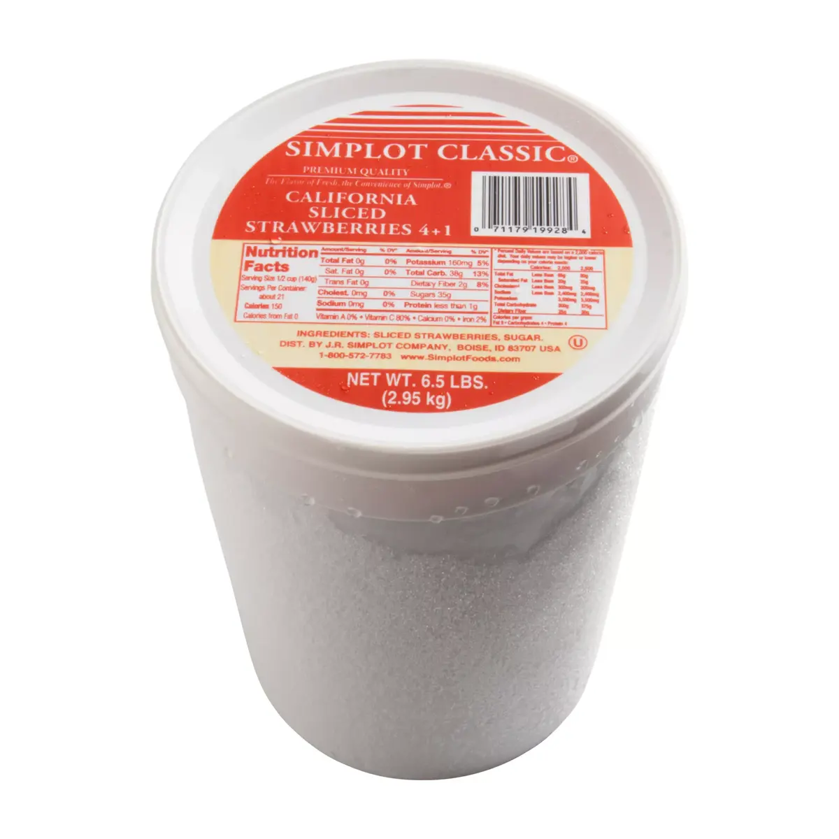 Simplot Simple Goodness™ Fresas en en rebanadas con azúcar, Reverso del paquete