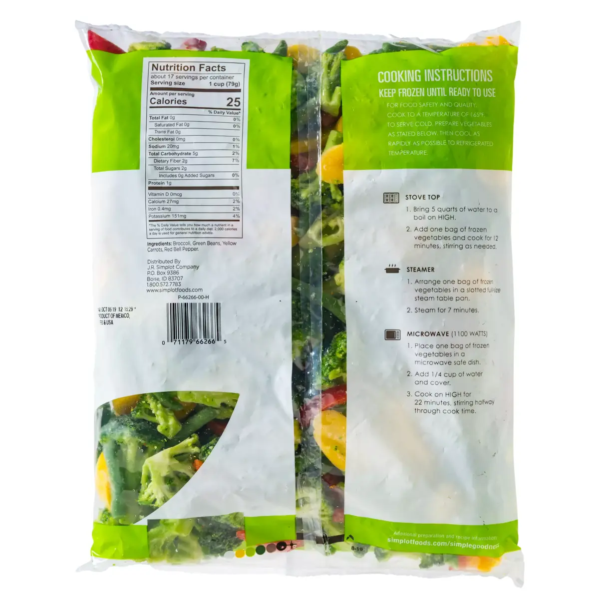 Simplot Simple Goodness™ Catalina Vegetable Blend, Back Innerpack