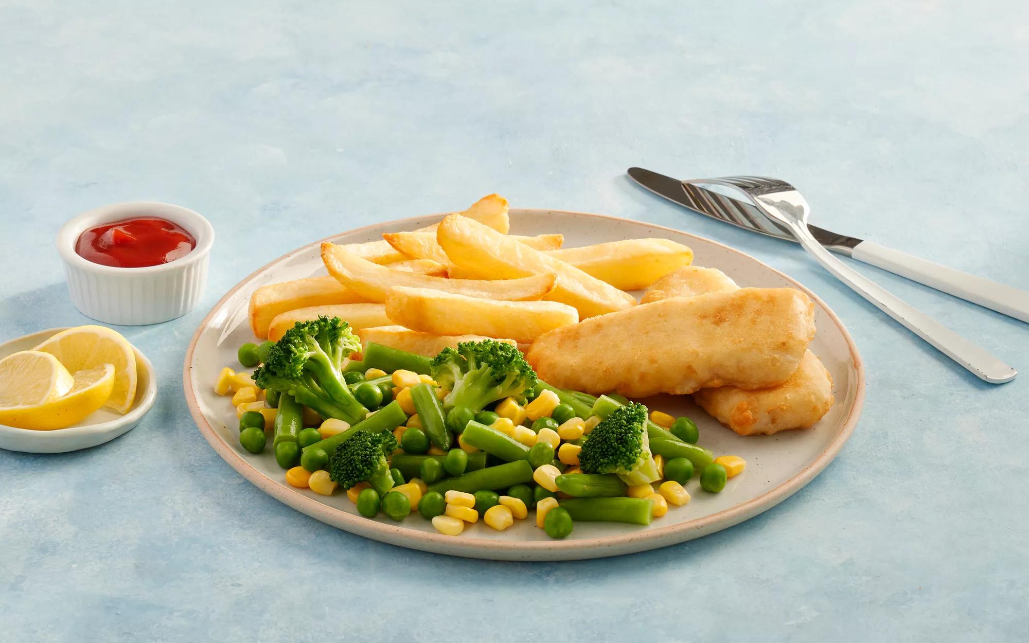 Weeknight Fish, Chips and Veggies