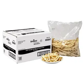 Simplot Conquest® Delivery+® Clear Coated Straight Cut Fries, Skin On, Styled