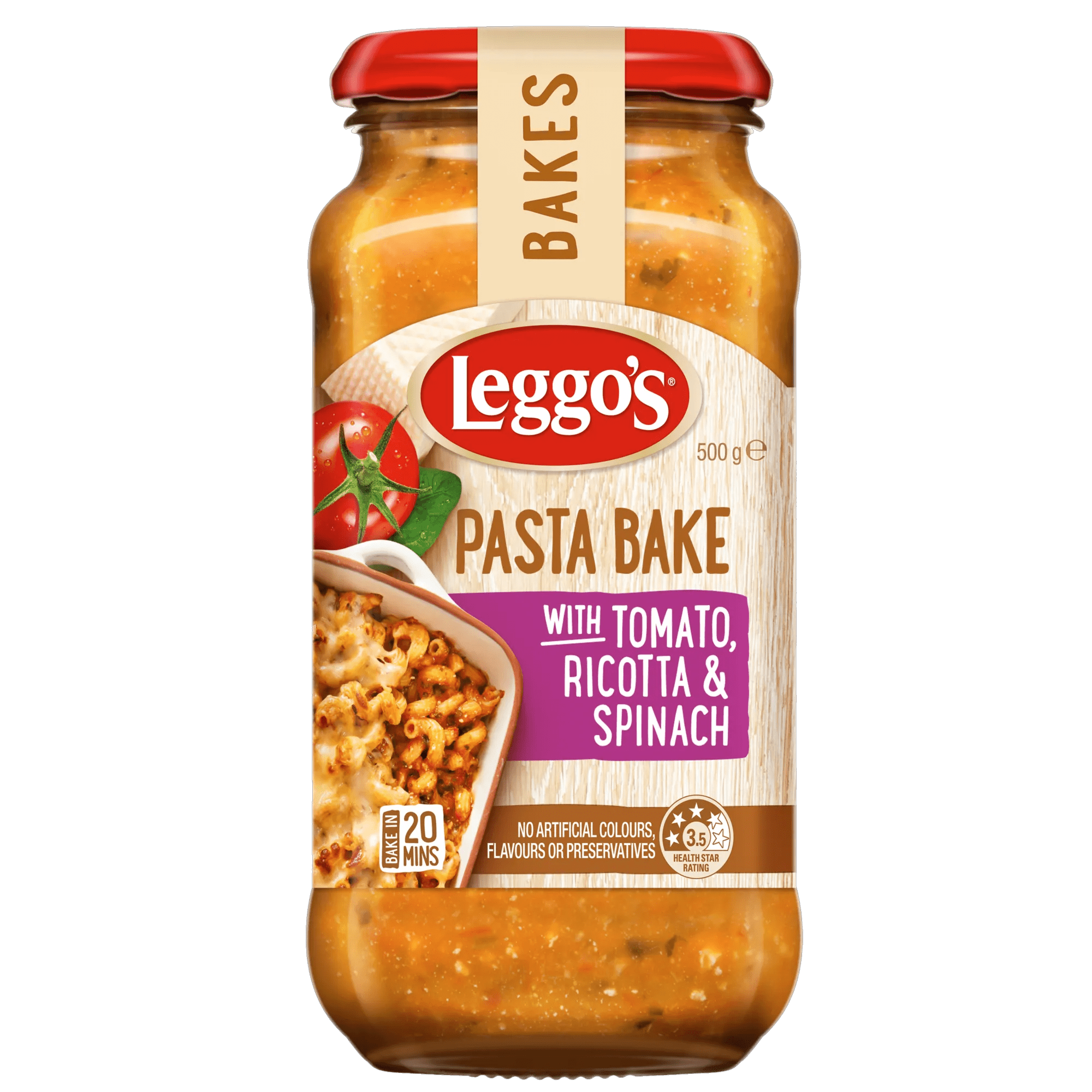 Leggos Pasta Bake Tomato Ricotta Spinach 500 grams jarred
