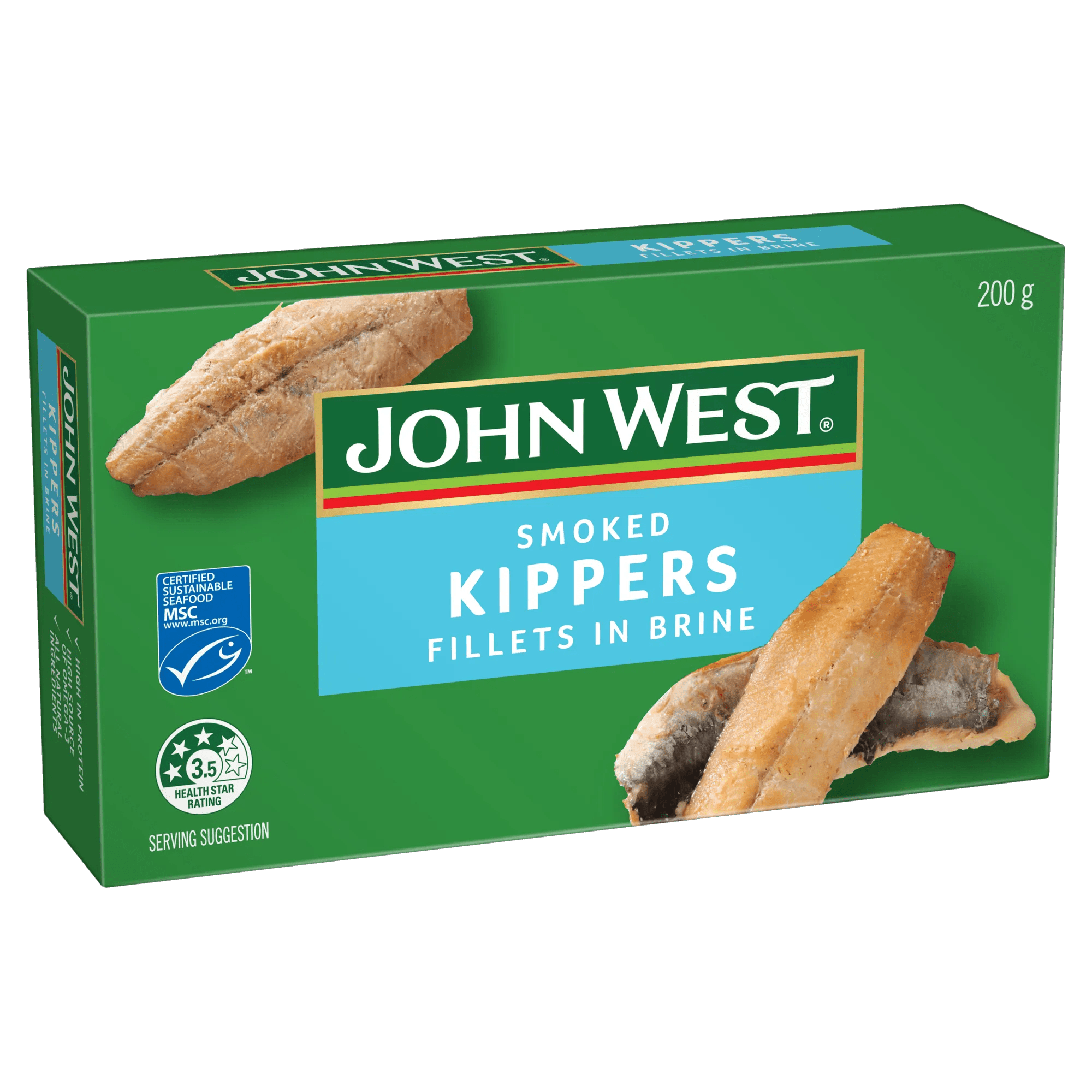 John West Smoked Kippers Fillets in Brine 200g, Box