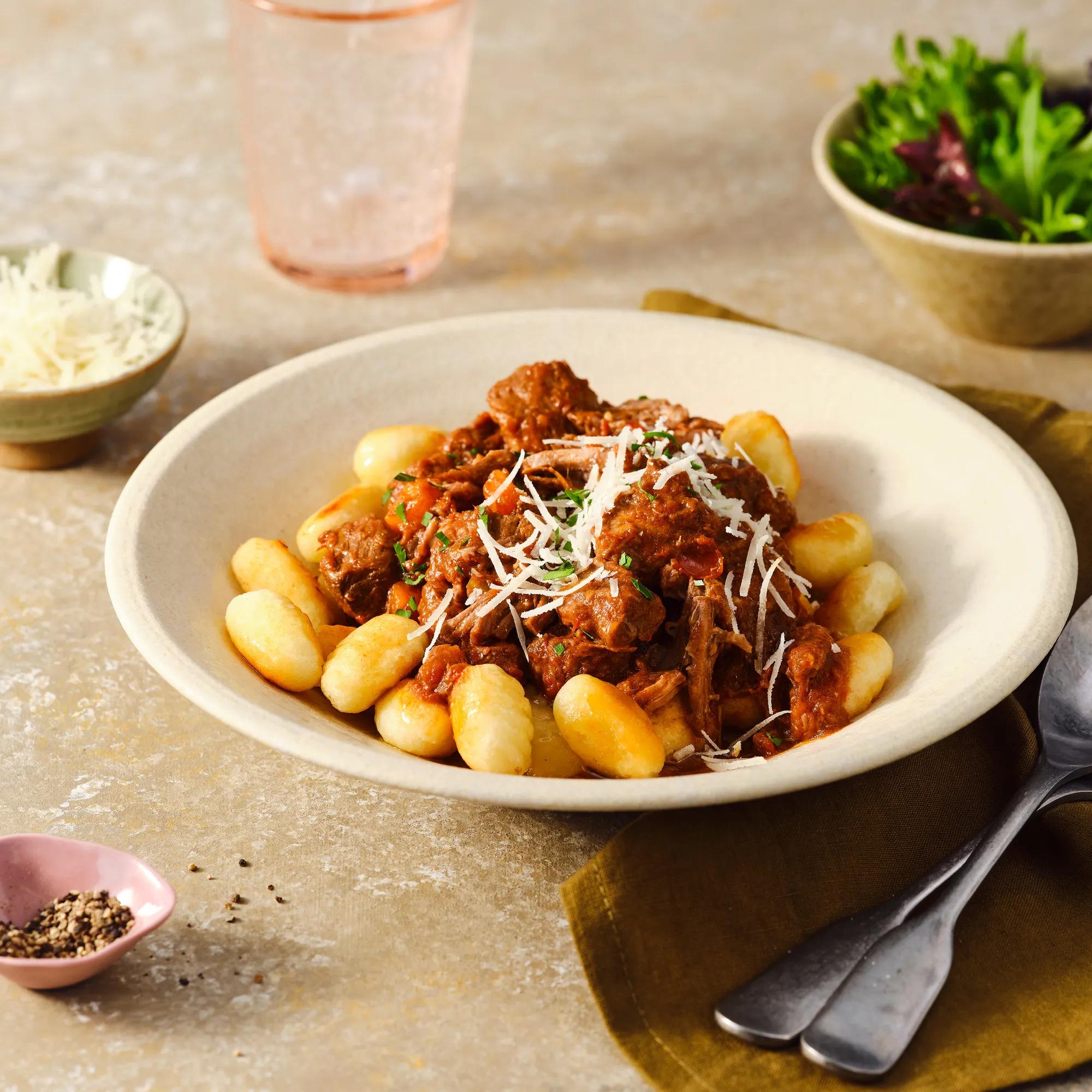 Beef and Tomato Ragu with Panfried Gnocchi