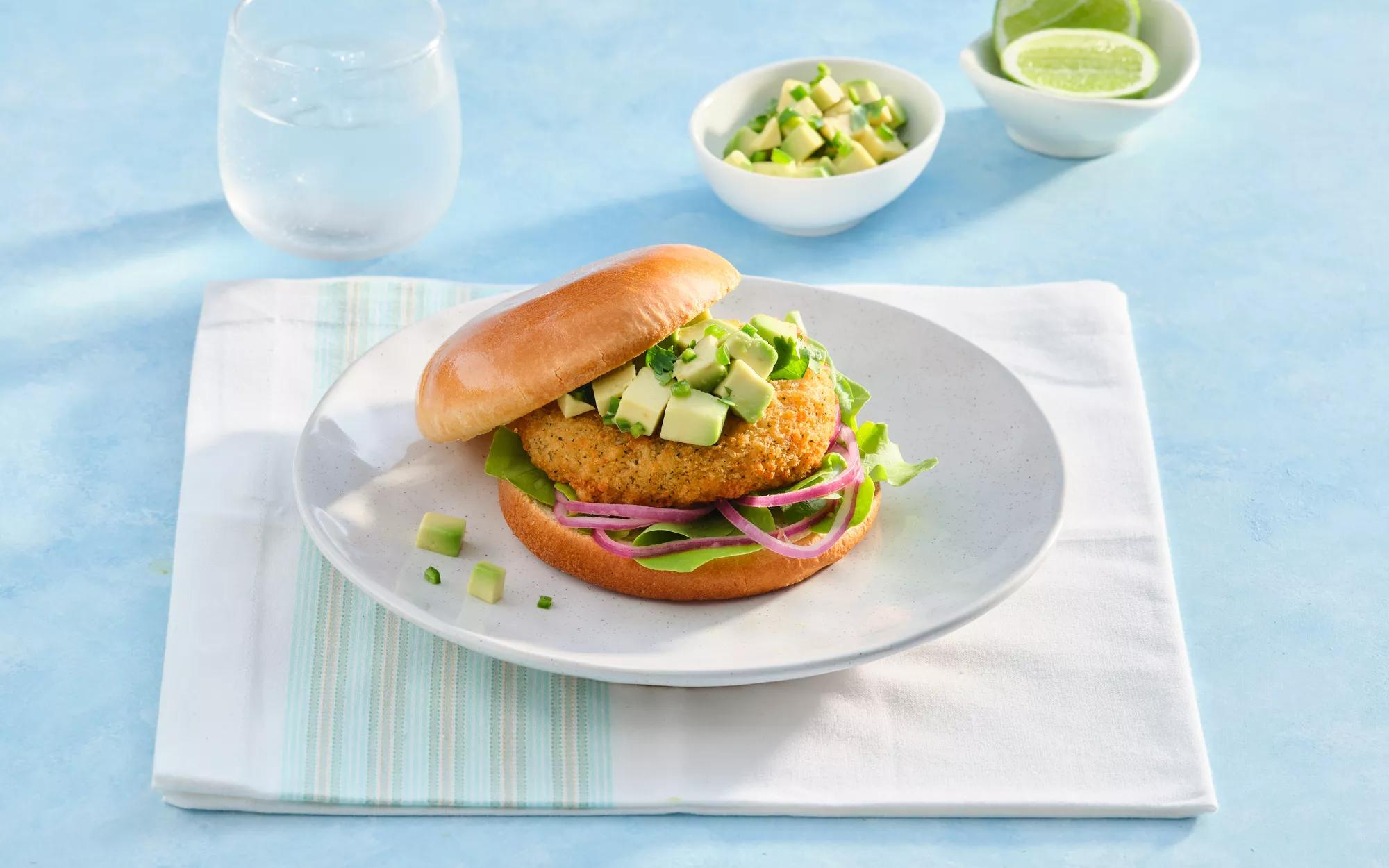 Salmon Burgers with Avocado Salsa