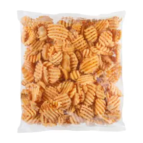 Simplot SeasonedCRISP® Delivery+® Deliciosas papas a la francesa corte lattice con sabrosa cobertura, con cáscara, Frente del paquete