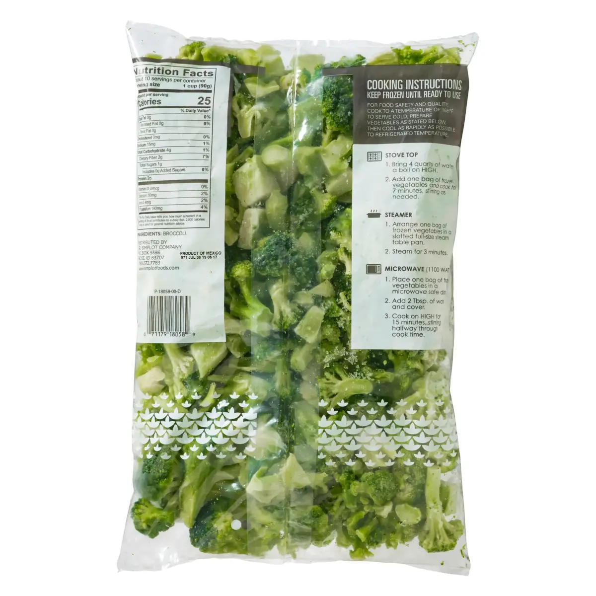 Simplot Simple Goodness™ Broccoli Cuts, IQF, Back Innerpack