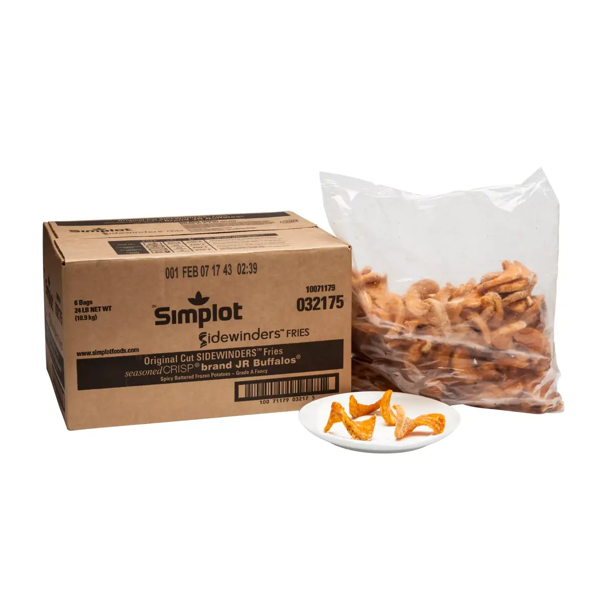 Simplot SIDEWINDERS™ Fries Original Cut Buffalo batter flavored SIDEWINDERS™ Fries, Skin On, Styled