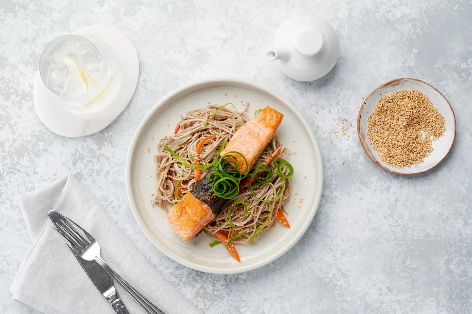 Nori Wrapped Trout with Ponzu Dressed Soba Noodles