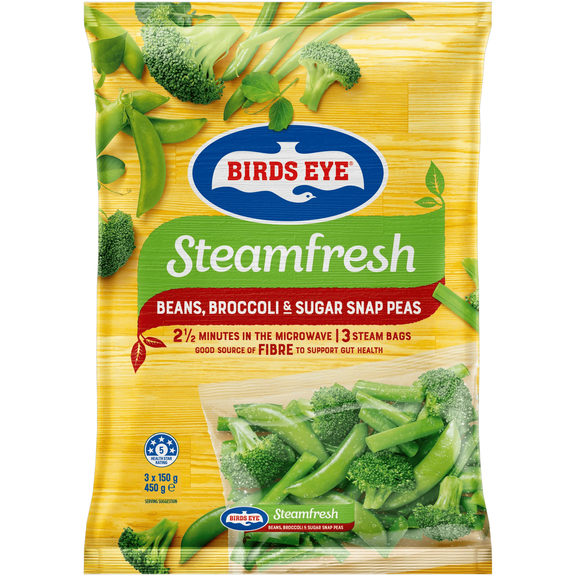 Birds Eye Steamfresh Frozen Beans, Broccoli and Sugar Snap Peas 450 grams Bagged