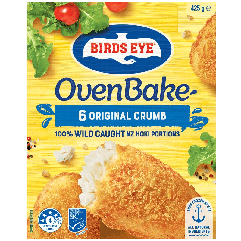 Birds Eye Oven Bake Original Crumb Hoki 425 Grams Boxed