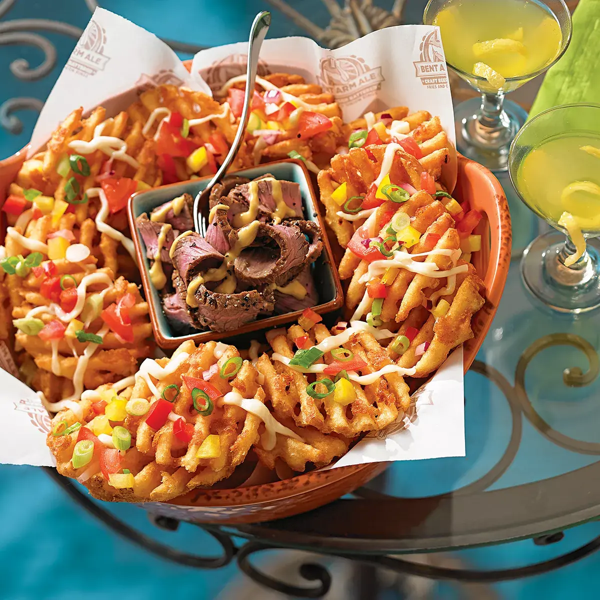 Simplot Bent Arm Ale® Fries Beer-battered Lattice Cut Fries, Skin On, Styled