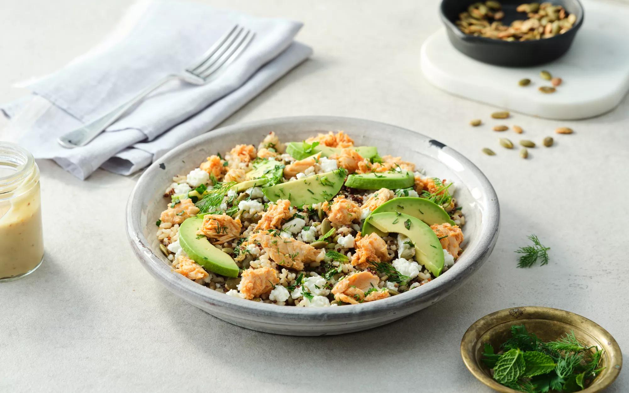 Salmon, Avocado, Rice & Quinoa Salad