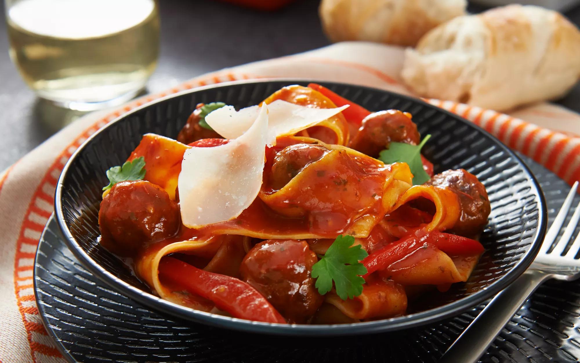 Red Wine Meatball Pappardelle