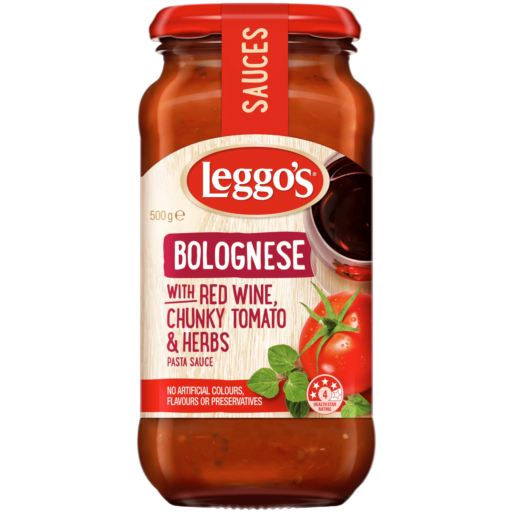 Leggos Pasta Sauce Bolognese Red Wine 500 grams jarred