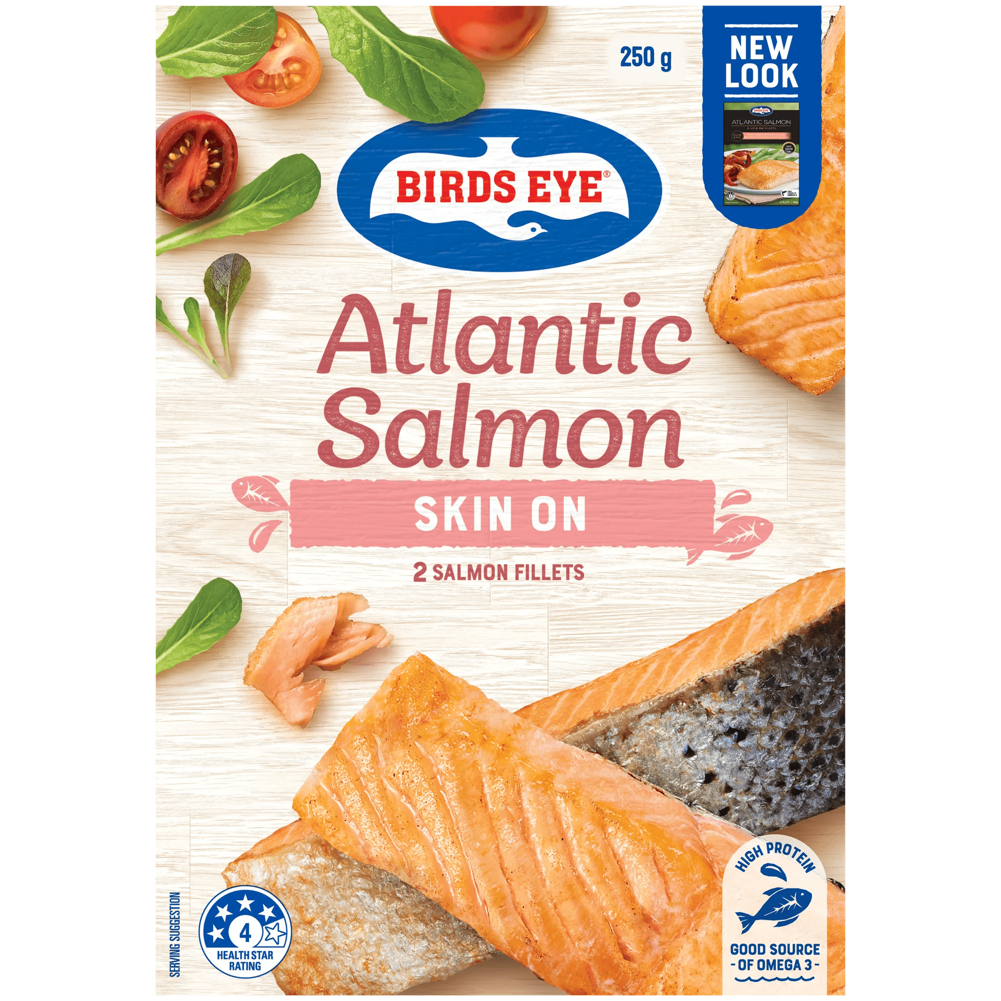 Birds Eye Salmon Portions Skin On 250g Boxed