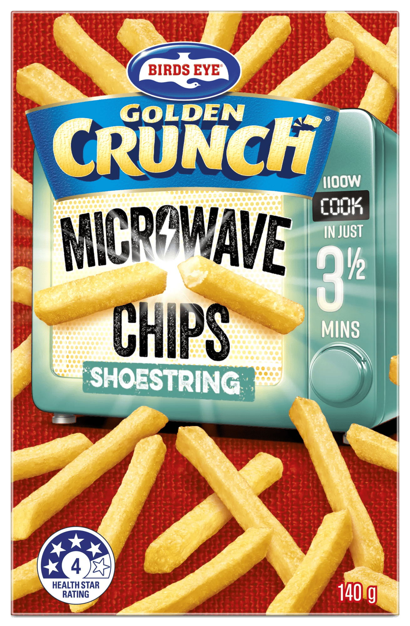 Birds Eye Golden Crunch Shoestring Microwave Chips 140 Grams Boxed