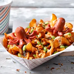 Simplot SIDEWINDERS™ Fries Papas a la francesa corte Junior sabrosas SIDEWINDERS™, con cáscara, En uso