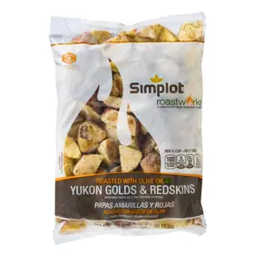 Simplot RoastWorks® Papas doradas rostizadas y de cáscara roja, Frente del paquete