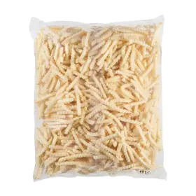 Simplot Conquest® Fries Papas a la francesa corte ondulado delgado con cobertura transparente, Reverso del paquete