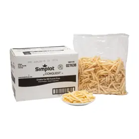 Simplot Conquest® Fries Papas a la francesa corte ondulado delgado con cobertura transparente, Estilo