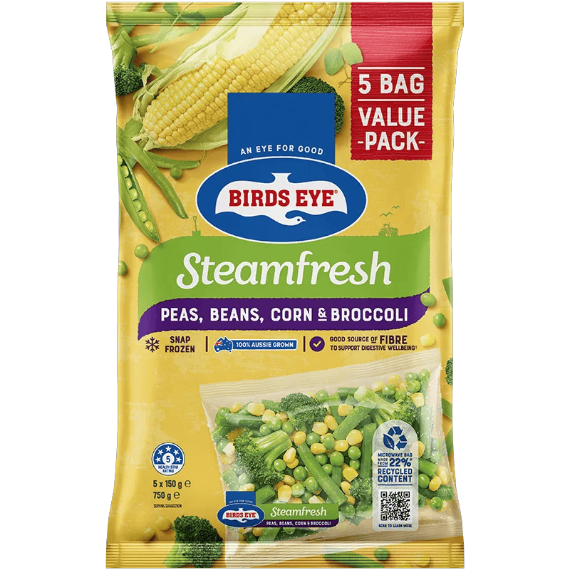 Birds Eye Steamfresh Peas Beans Corn and Broccoli 750 Grams Bagged