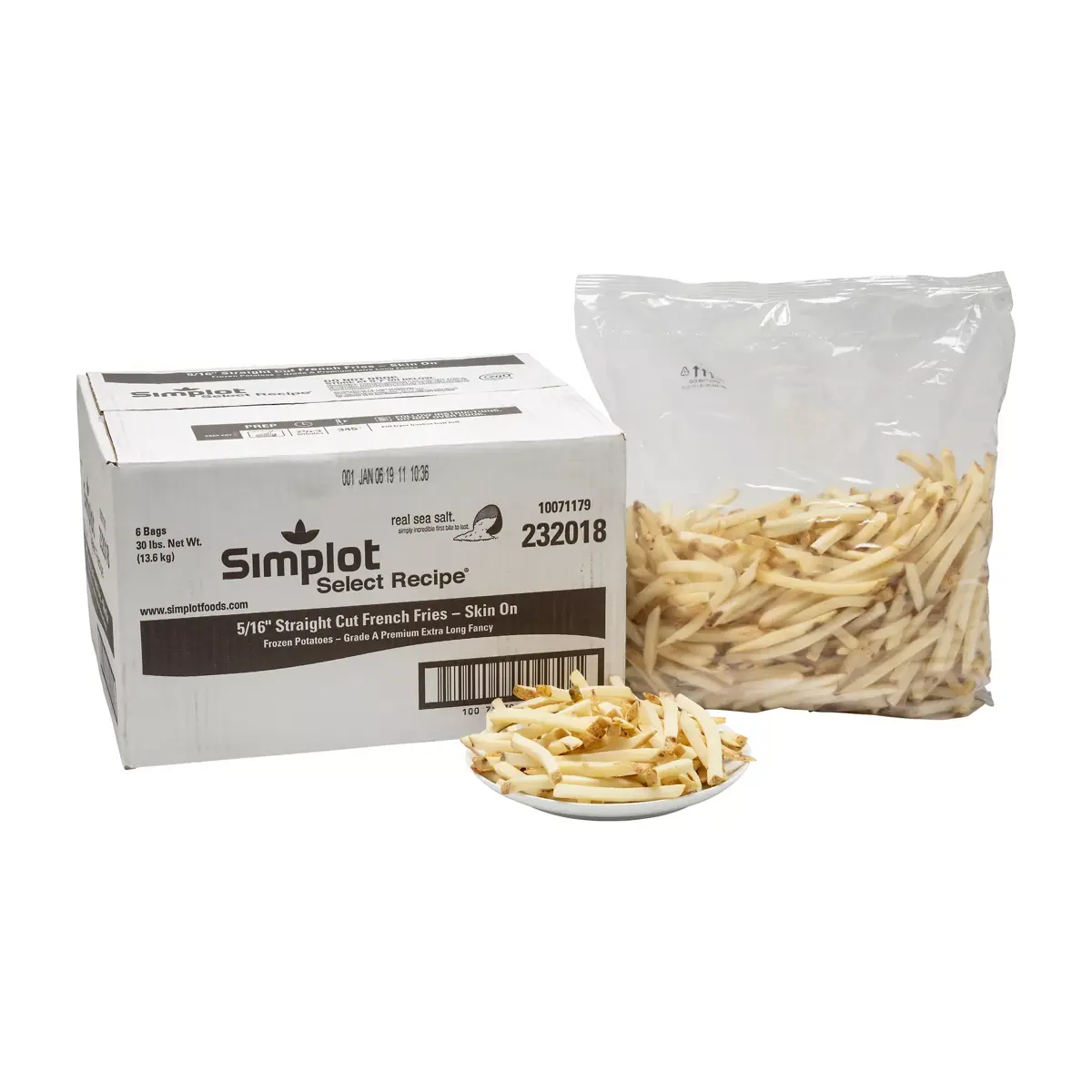Simplot Select Recipe® Fries Papas a la francesa corte recto con cáscara y sal de mar, Estilo