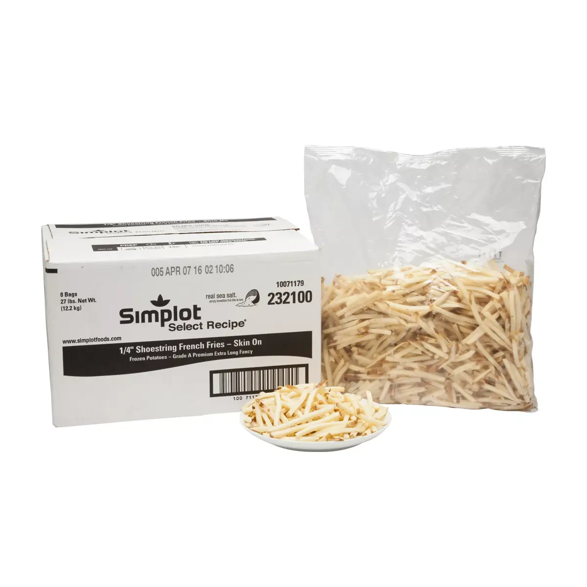 Simplot Select Recipe Fries Sea Salt Shoestring Fries, Skin On, Styled