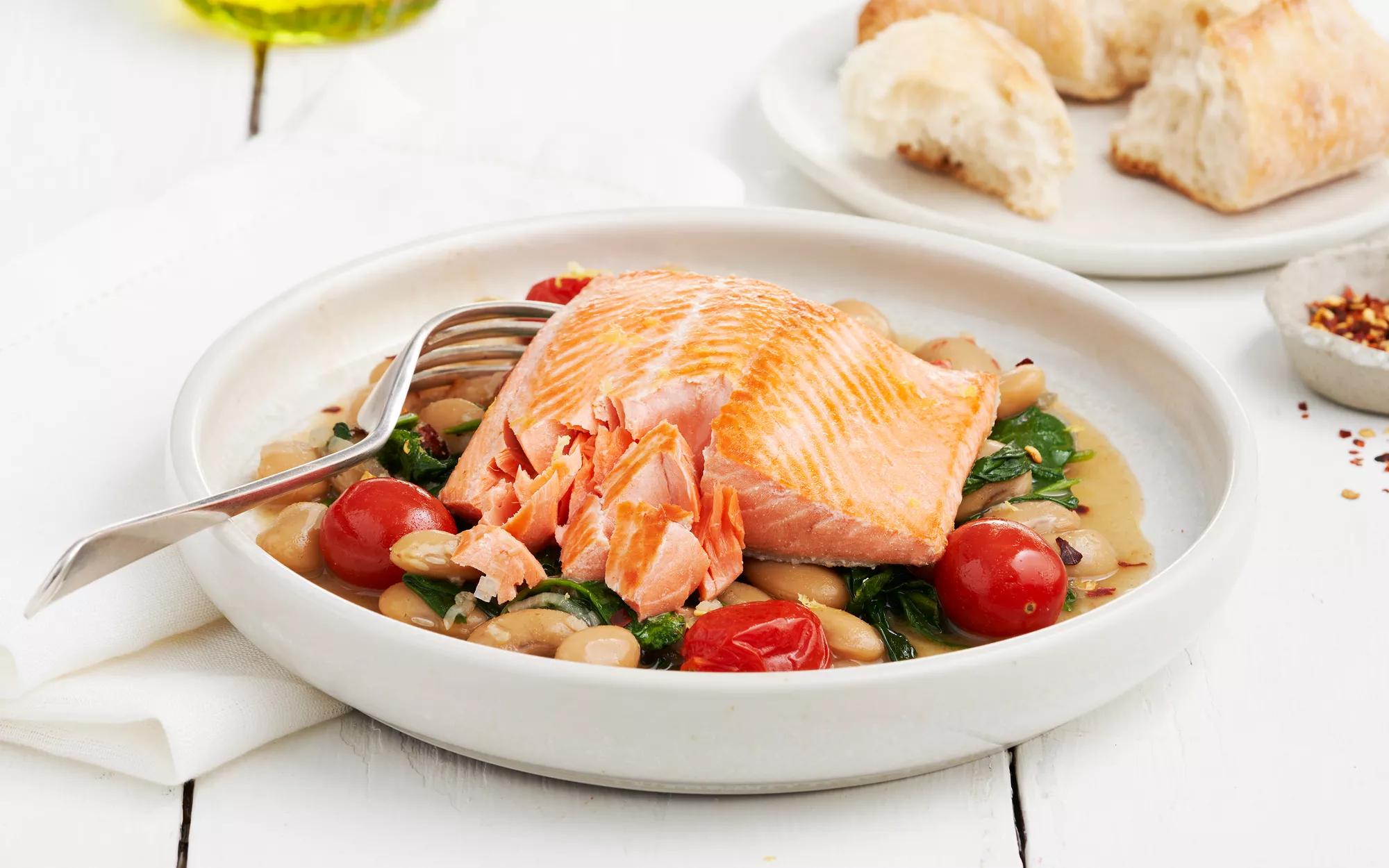 Sockeye Salmon with Rustic Butter Beans