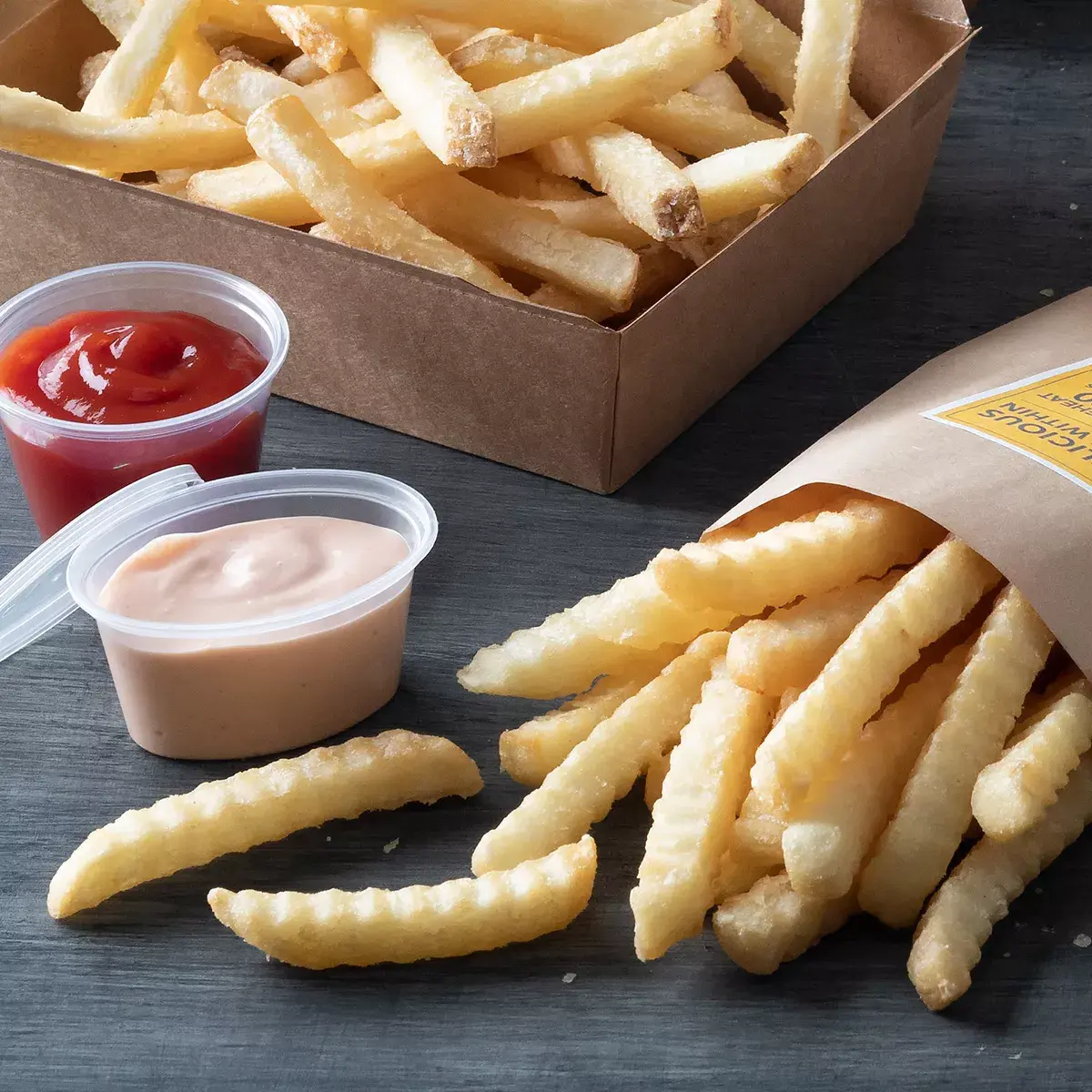Simplot Conquest® Delivery+® Clear Coated Crinkle Cut Fries, Styled