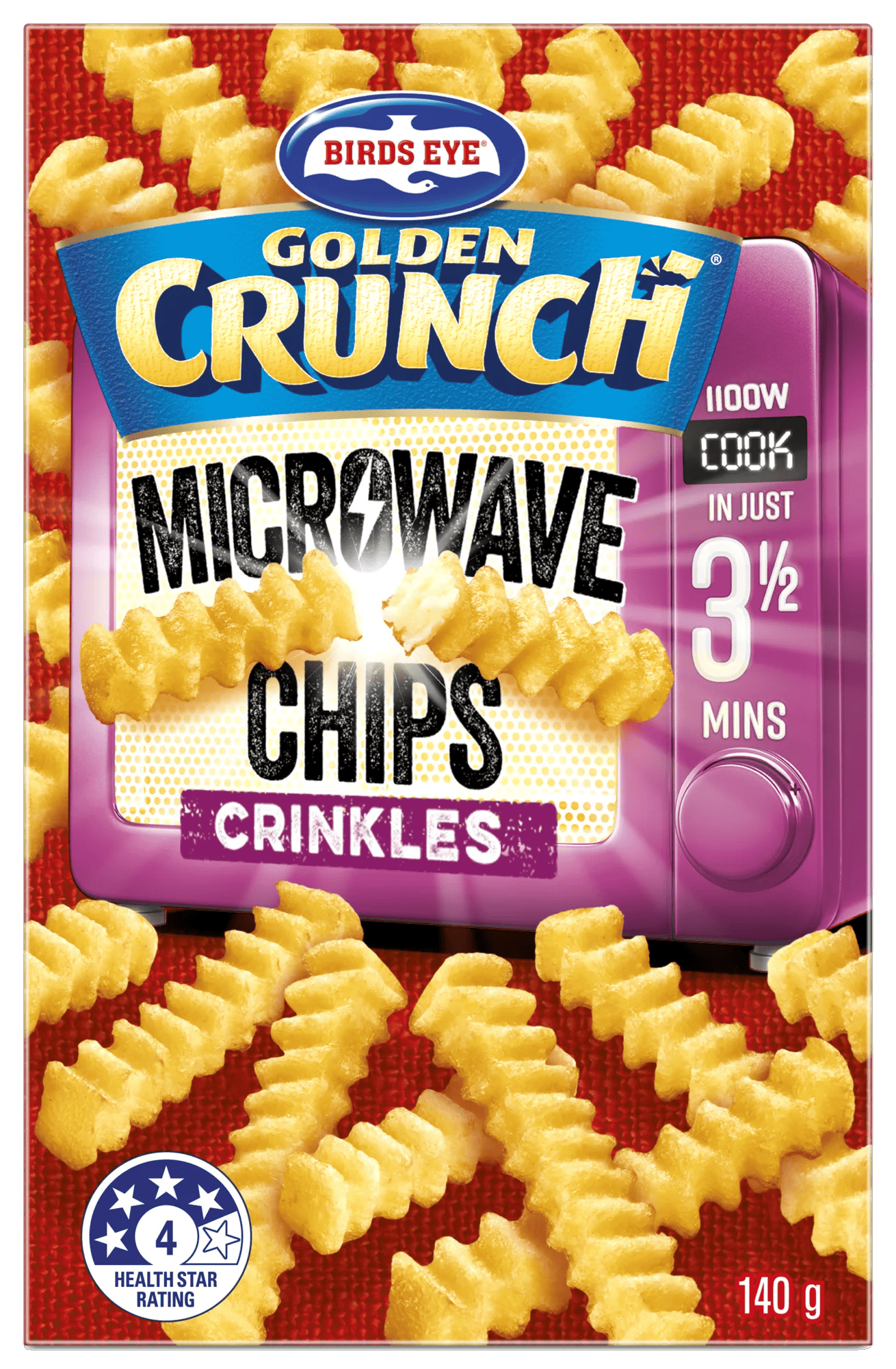 Birds Eye Golden Crunch Crinkles Microwave Chips 140 grams Boxed