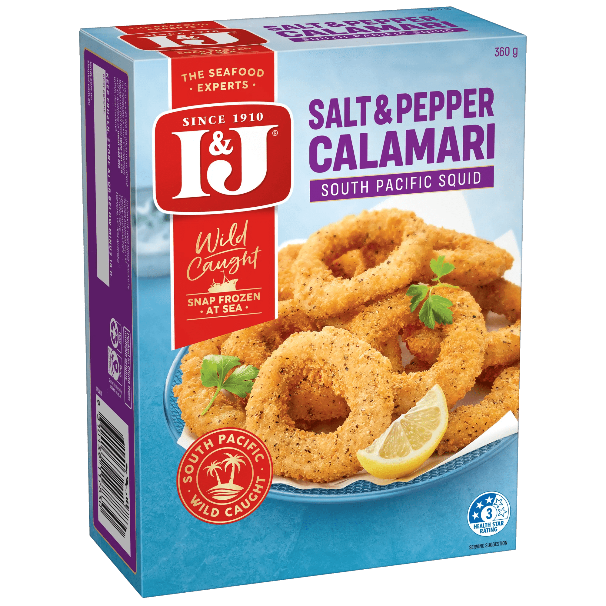 I and J Salt and Pepper Calamari Rings 360g, Box