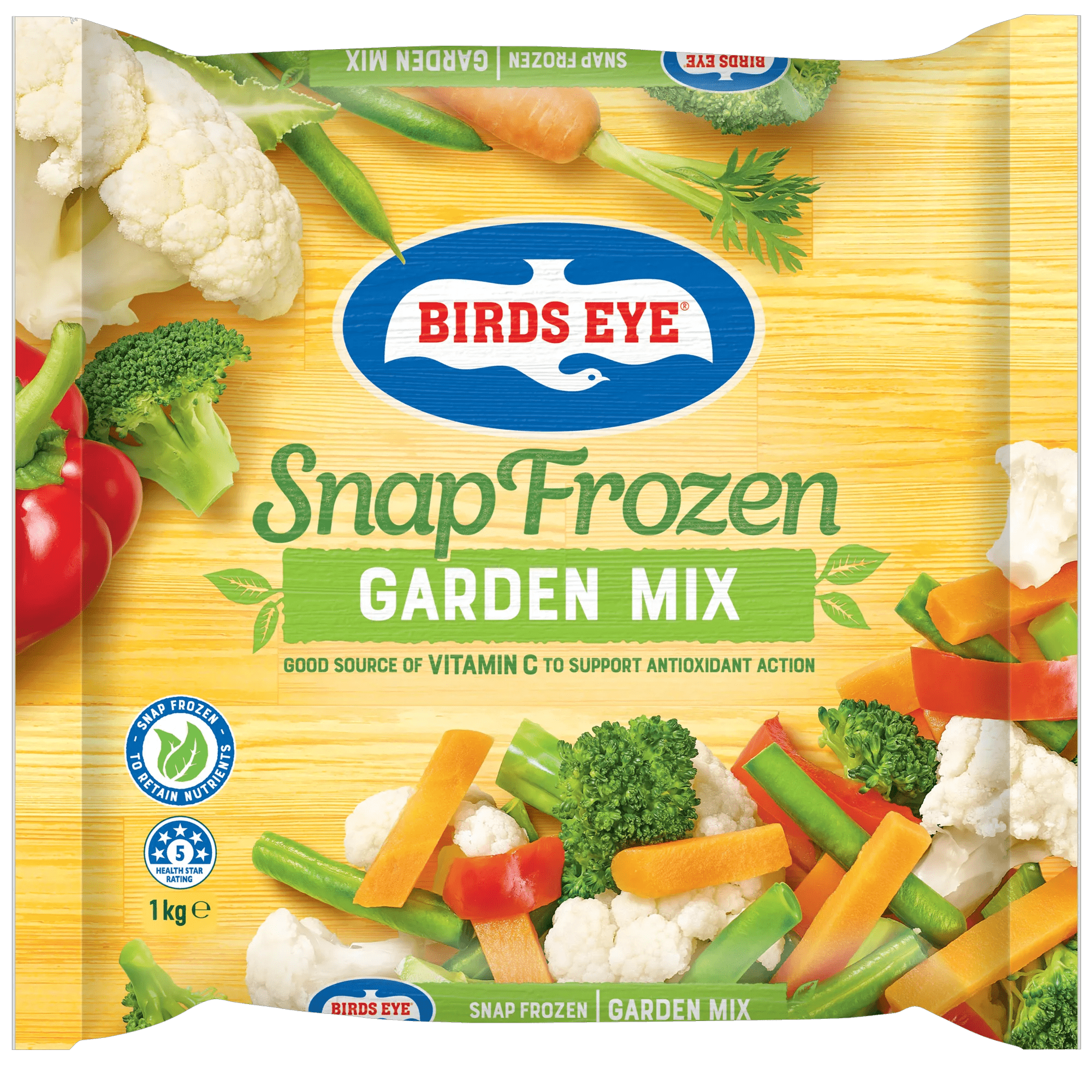 Birds Eye Snap Frozen Vegetables Garden Mix 1 kilogram bagged