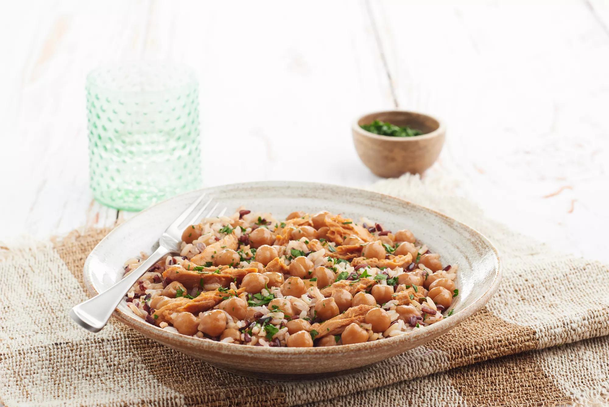 Warm Chick Pea, Rice & Tuna Salad