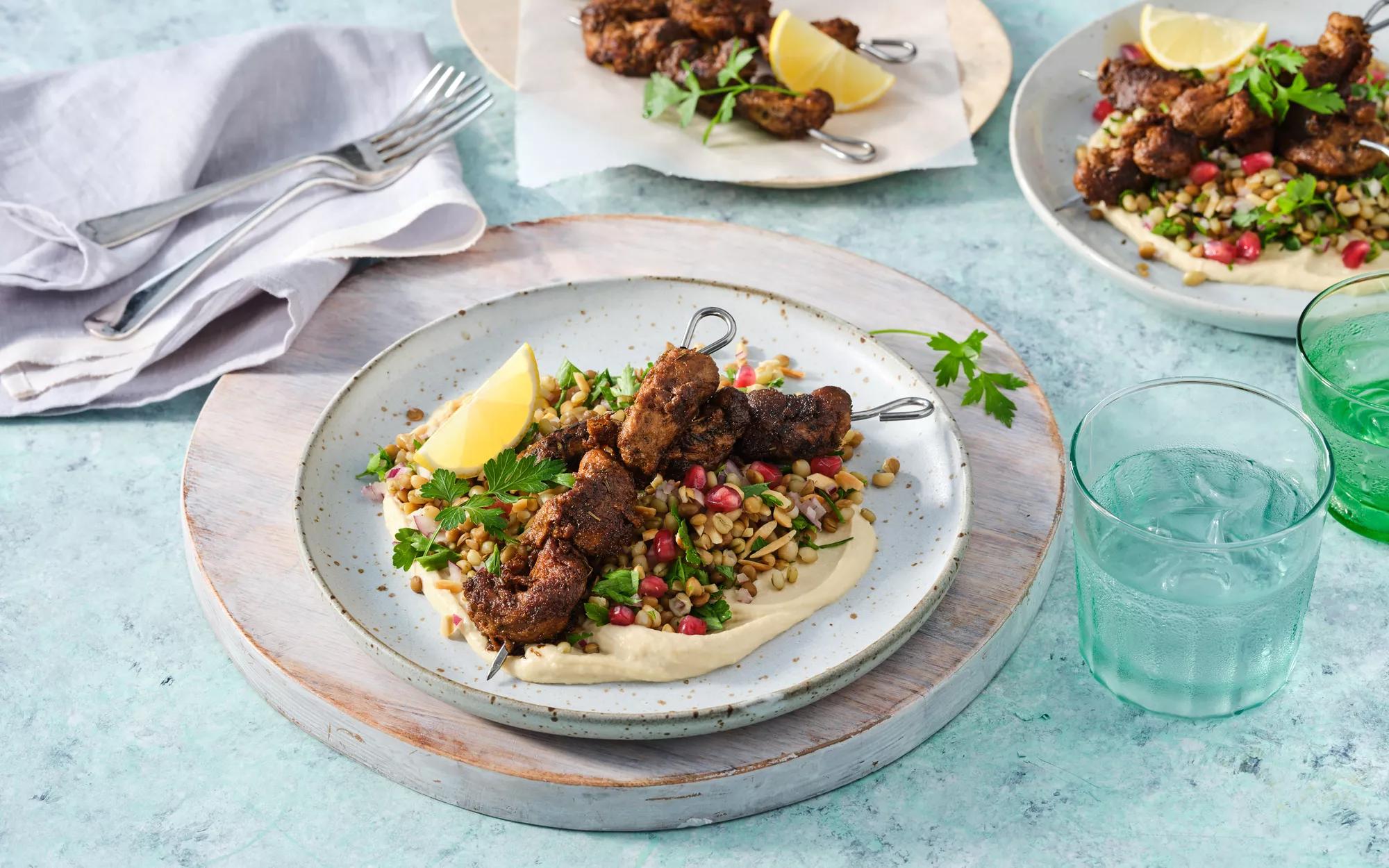Lamb Style Skewers With Cypriot Style Grain Salad