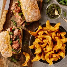 Simplot SIDEWINDERS™ Fries Junior Cut Steakhouse Savory Blend SIDEWINDERS™ Fries, Skin On, Styled