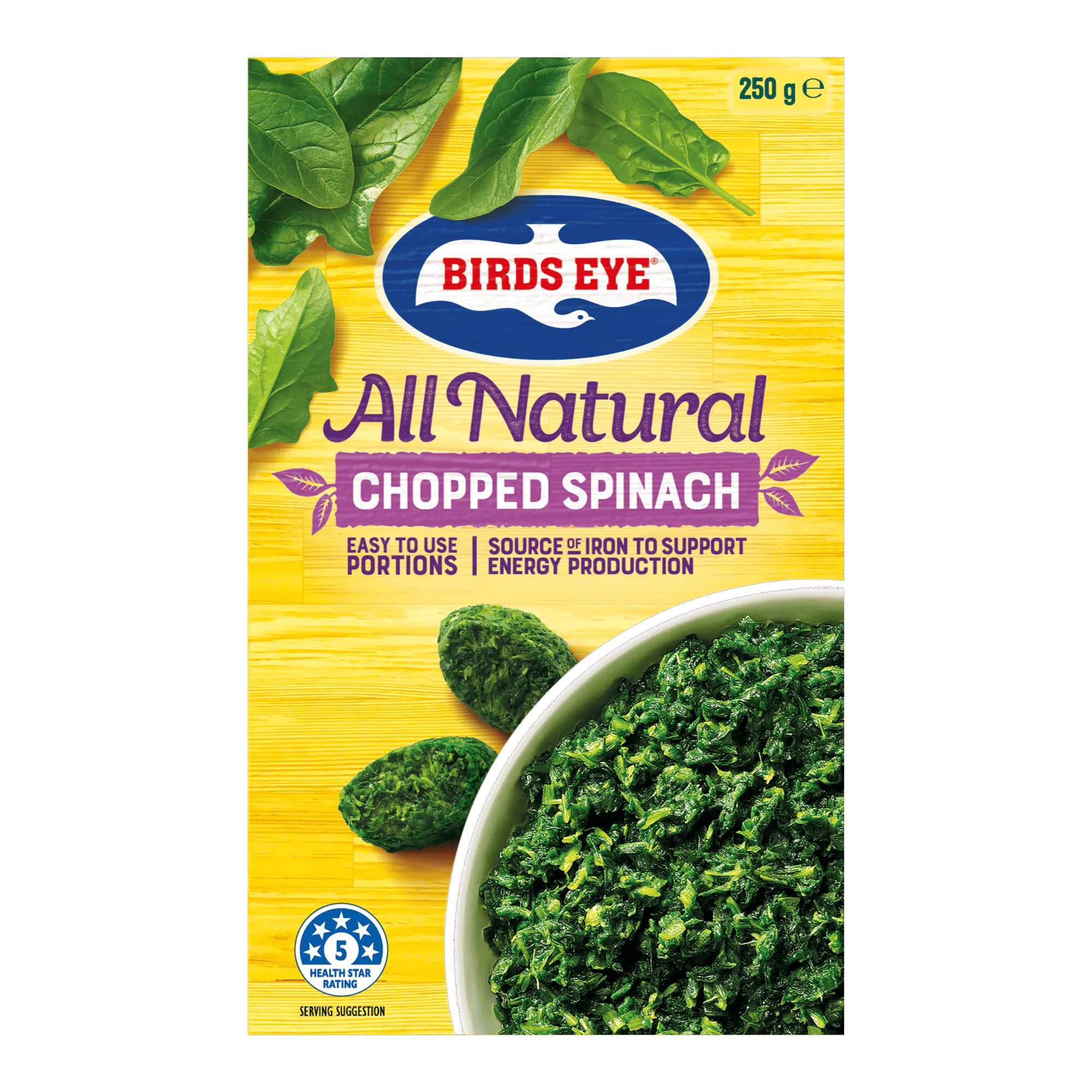 Birds Eye Chopped Spinach 250 grams boxed