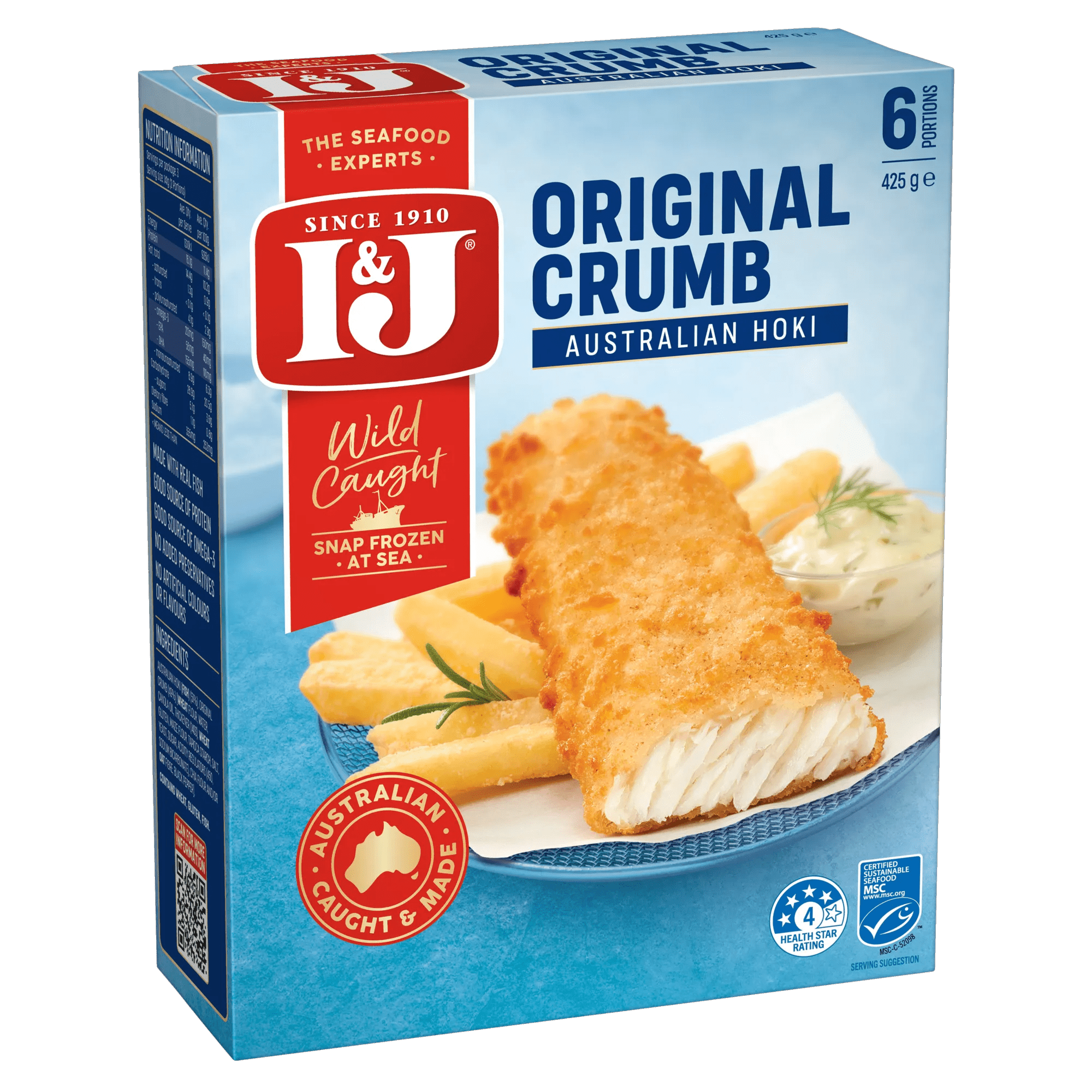 I and J Original Crumb Fish Fillets 425g, Box