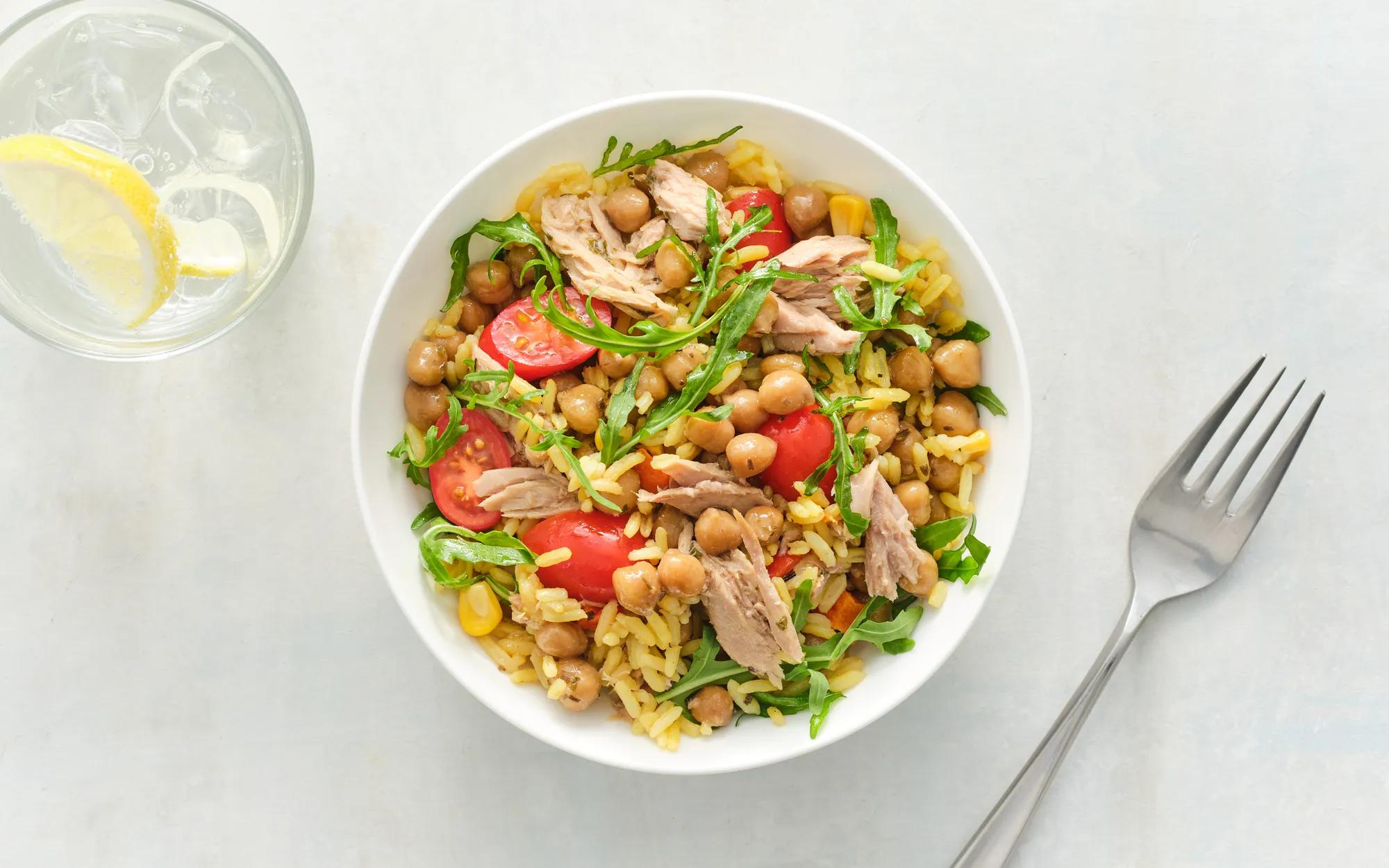 Zesty Tuna and Chick Pea Rice Bowl