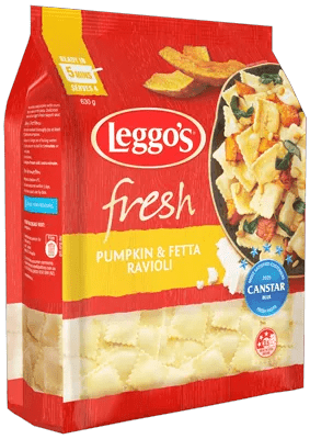 Leggos Roasted Pumpkin and Fetta Ravioli 630 grams bagged
