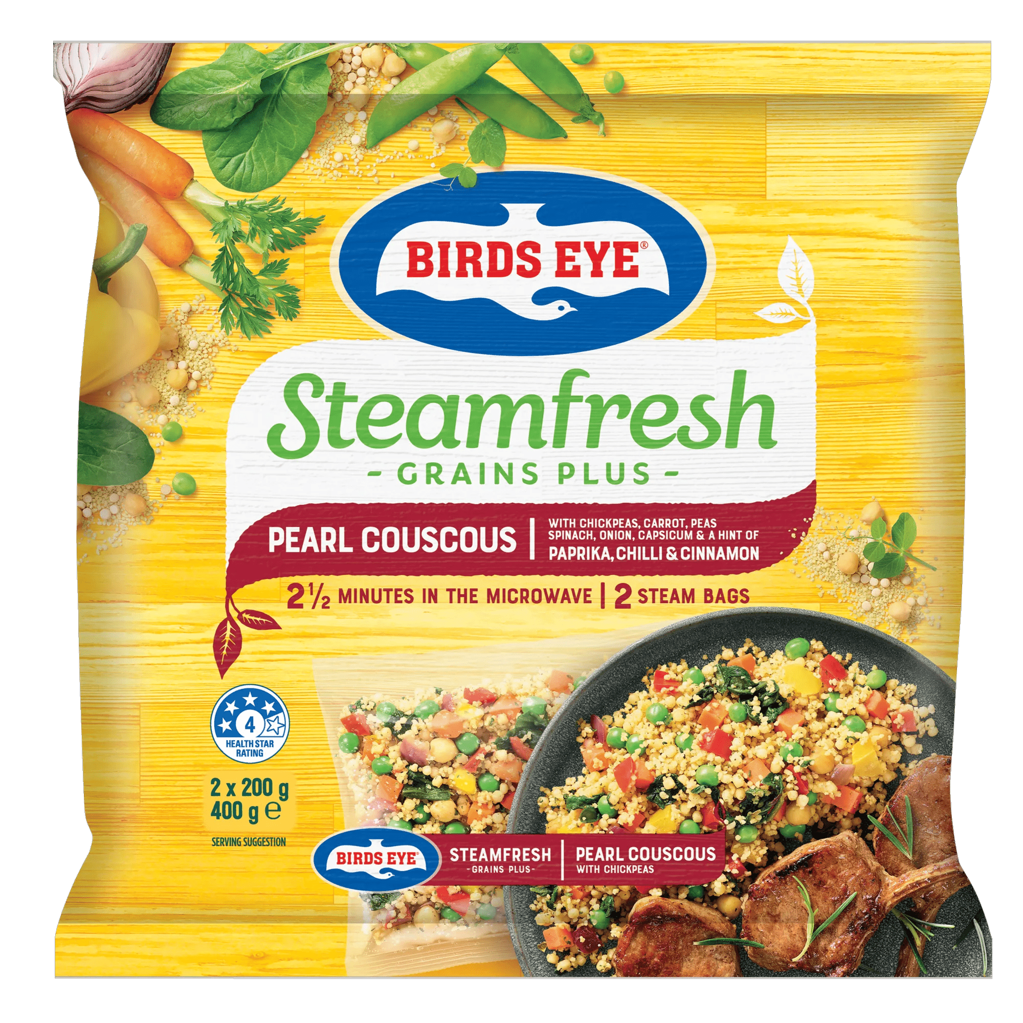 Birds Eye Steamfresh Pearl Couscous with Chickpeas 2x200g 2 Pack Bagged