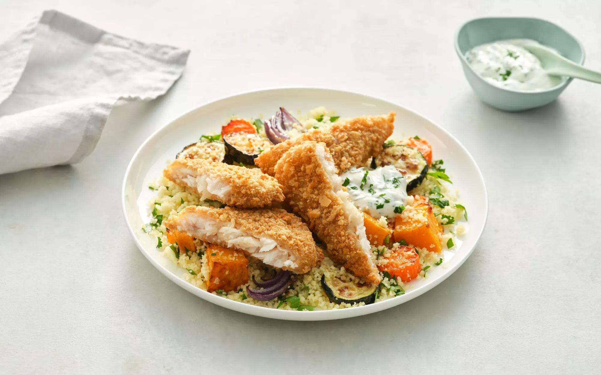 Air Baked Whiting and Roast Veggie Couscous | Leggo's